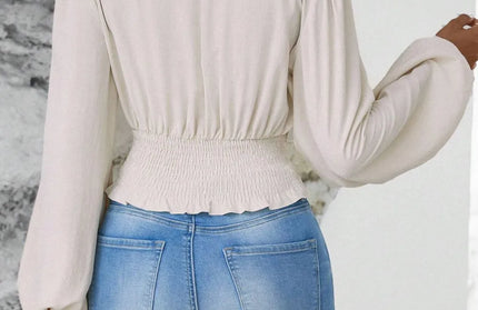 Smocked Balloon Sleeve Blouse