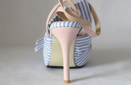 Bow Tie Striped High Heels