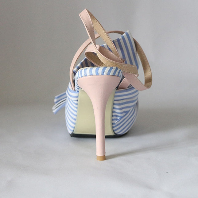 Bow Tie Striped High Heels