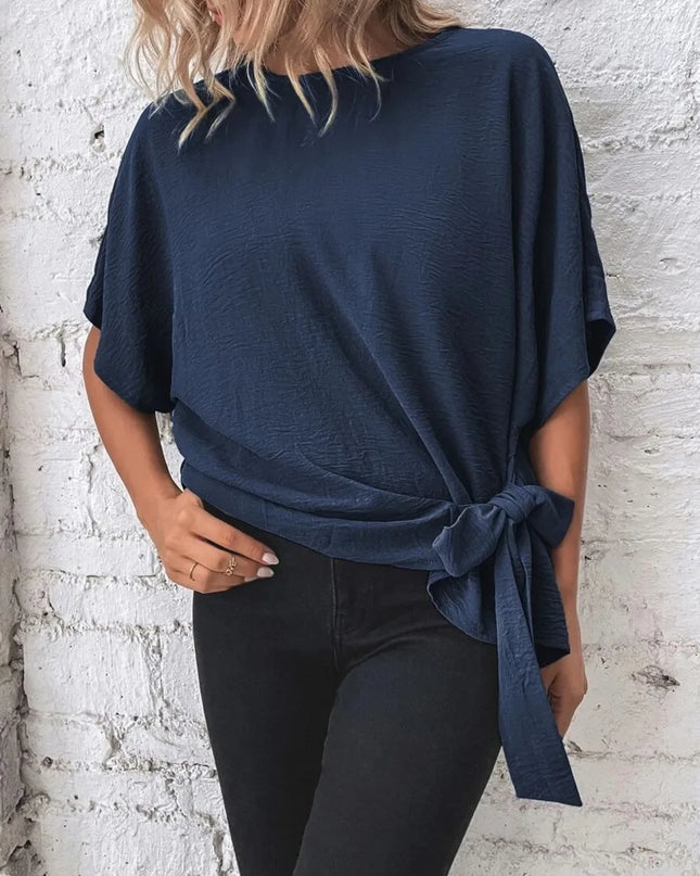 Knotted Half Sleeve Blouse