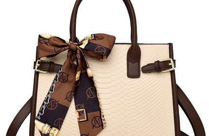 Genuine Leather Embossed Snakeskin Pattern Briefcase Bag
