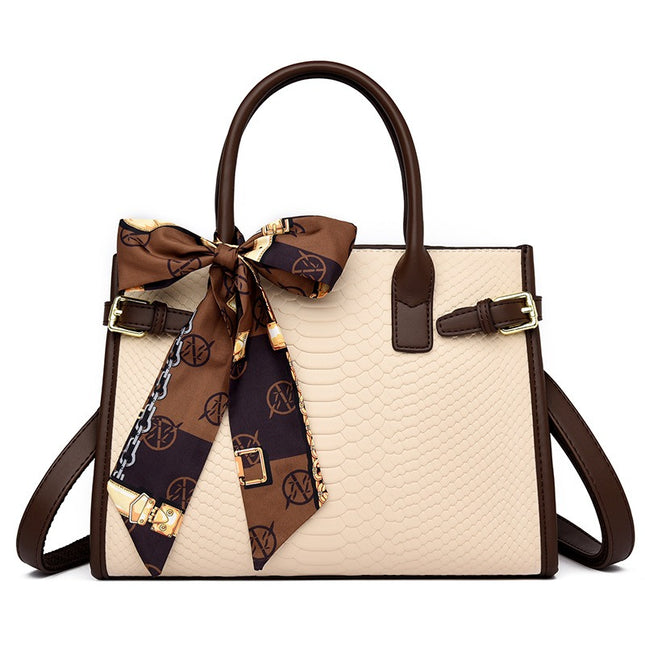 Genuine Leather Embossed Snakeskin Pattern Briefcase Bag