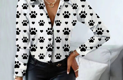 Cow Pattern Button-Up Shirt