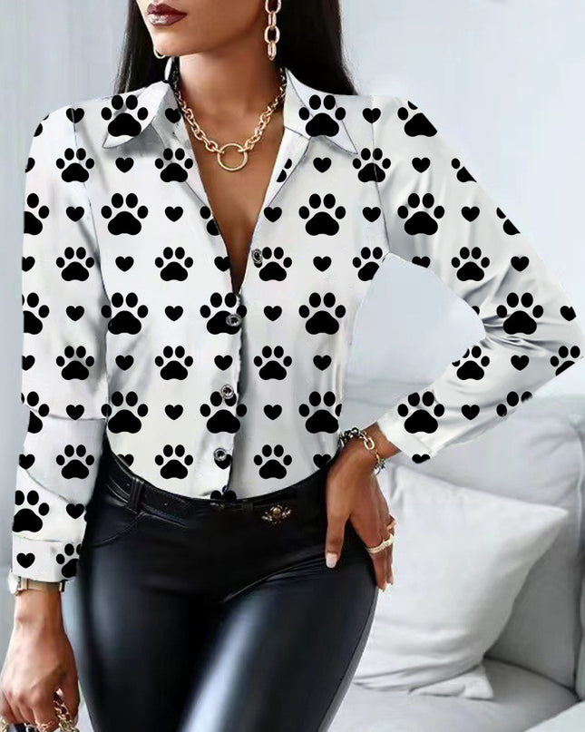 Cow Pattern Button-Up Shirt