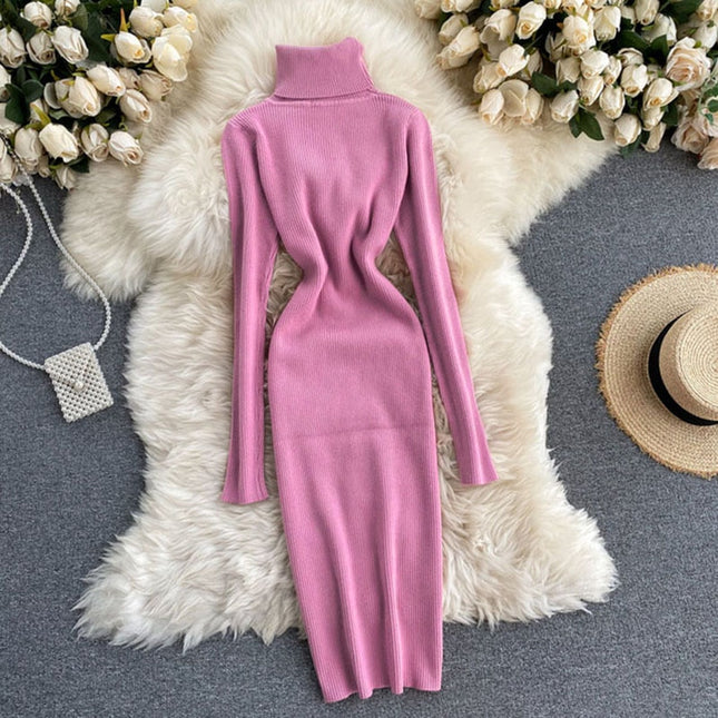 Sexy Turtleneck Knitted Bodycon Dress