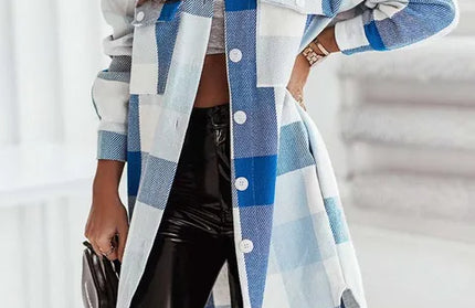 Long Plaid Thick Long Coat - Hey Love Boutique