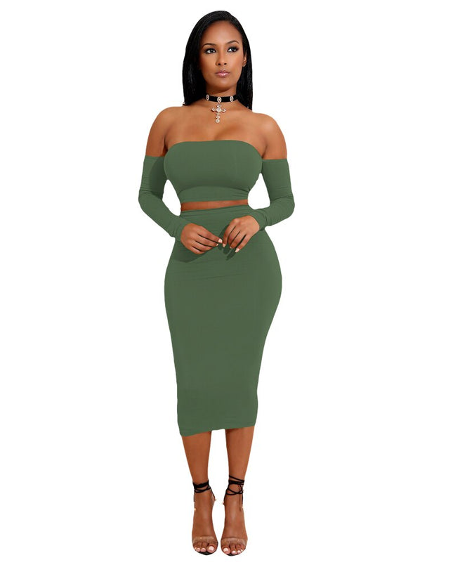 Backless Crop Top Bodycon Pencil Skirt Set