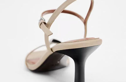 Square-Toe Low-Heeled Sandals