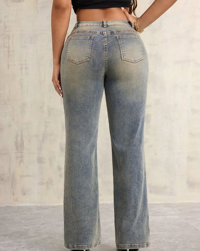 Cross Wide Leg Jeans with Pockets