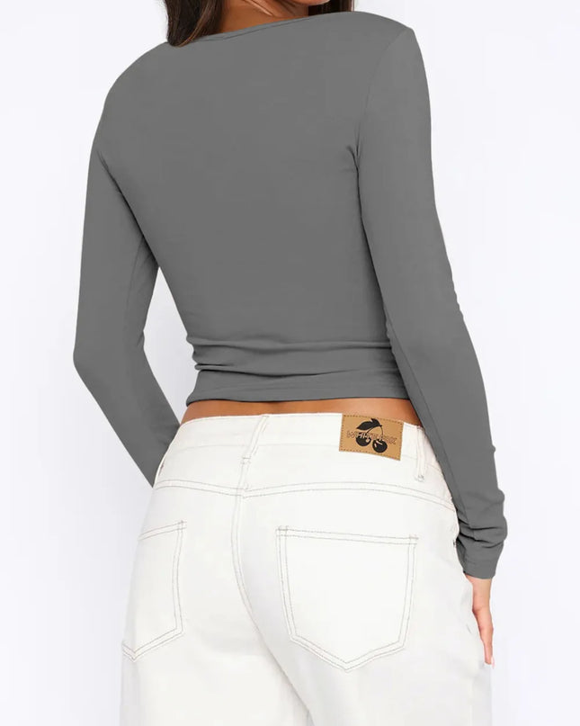Button Down Long Sleeve Top