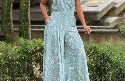 Sleeveless Halterneck Jumpsuit - Hey Love Boutique