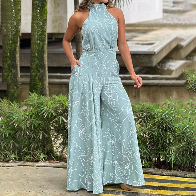 Sleeveless Halterneck Jumpsuit - Hey Love Boutique