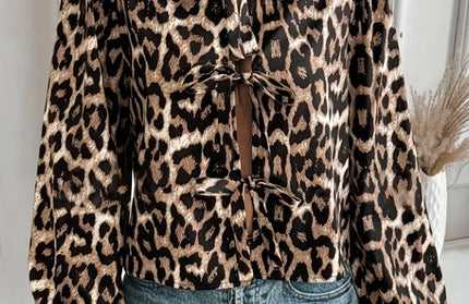 Tied Leopard Long Sleeve Shirt