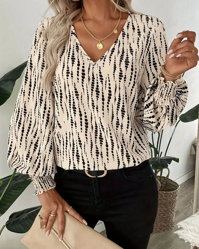 Printed Lantern Sleeve Blouse
