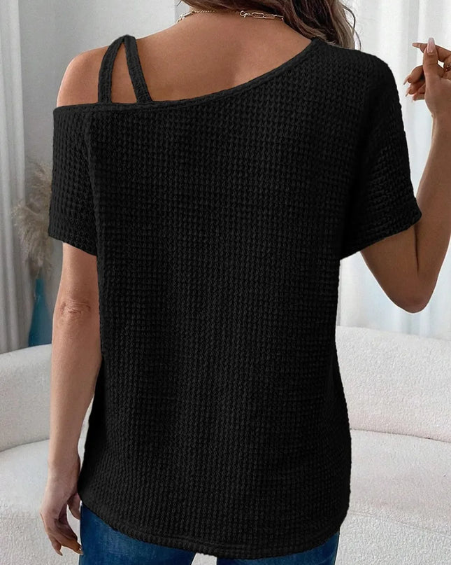 Knitted One Shoulder Sleeved Sweater