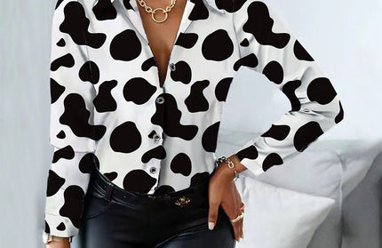 Cow Pattern Button-Up Shirt