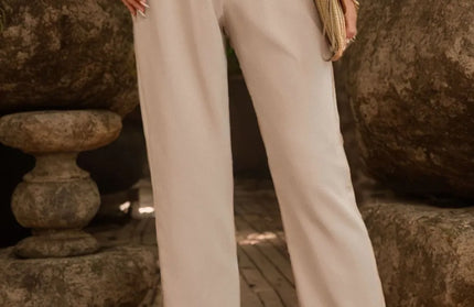 Ruched Half Elastic Waist Pants