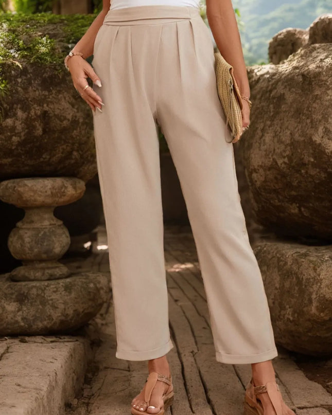 Ruched Half Elastic Waist Pants