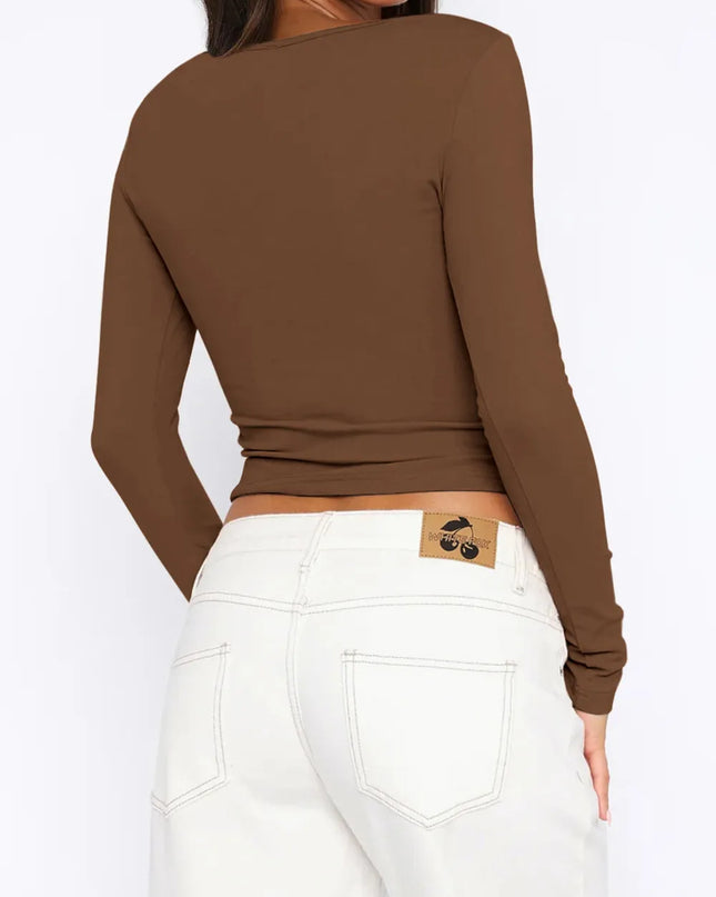 Button Down Long Sleeve Top