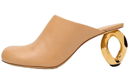 Round toe simple back empty irregular shaped one-leg lazy slippers trendy