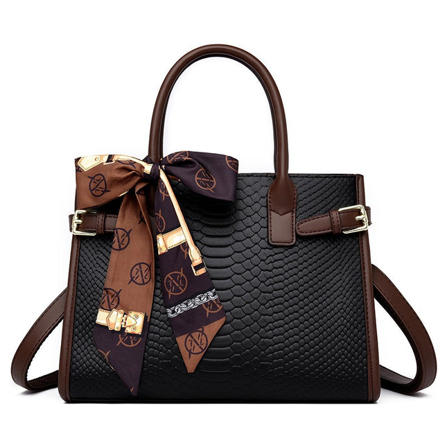 Genuine Leather Embossed Snakeskin Pattern Briefcase Bag