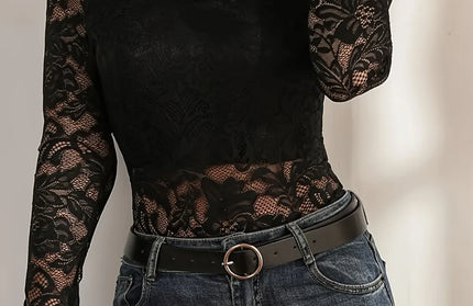 Off Shoulder Lace Slim T-shirt