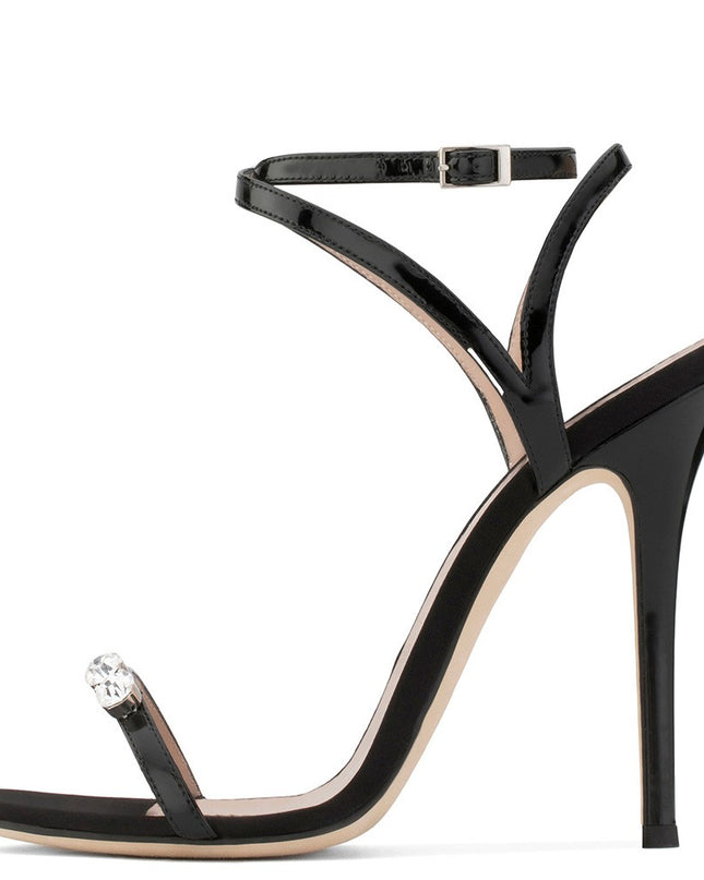 Black One Line With Rhinestone Heels