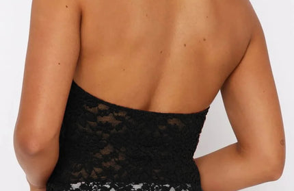 Lace Backless Halter Neck Shirt