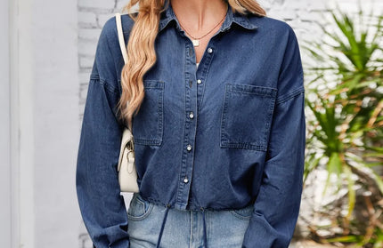 Button Up Long Sleeve Denim Jacket with Breast Pockets
