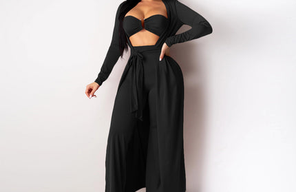 Sexy Long-Sleeved Cloak Pants Three-Piece Set