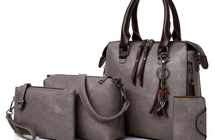 Leather Shoulder Messenger Tote Bag 4pcs Set