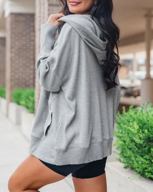 Half Snap Long Sleeve Hoodie - Hey Love Boutique