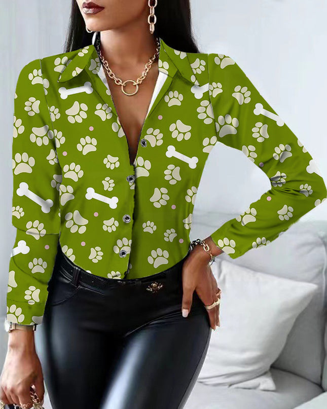 Cow Pattern Button-Up Shirt