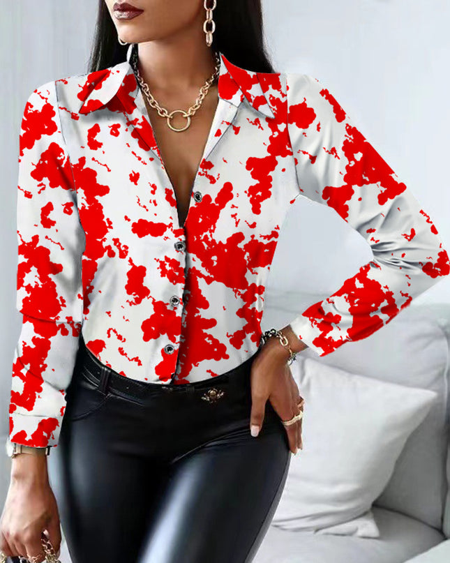 Cow Pattern Button-Up Shirt