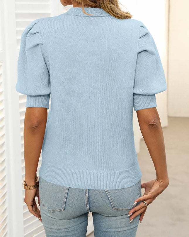 Casual Simple Bubble Sleeve Sweater
