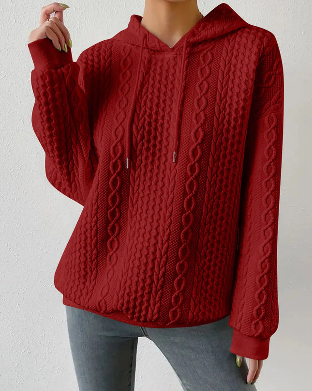 Drawstring Drop Shoulder Long Sleeve Hoodie