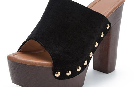 Platform Pumps Rivet Mules Shoes