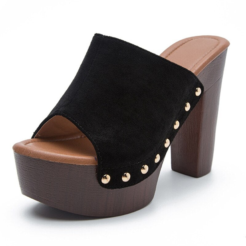 Platform Pumps Rivet Mules Shoes