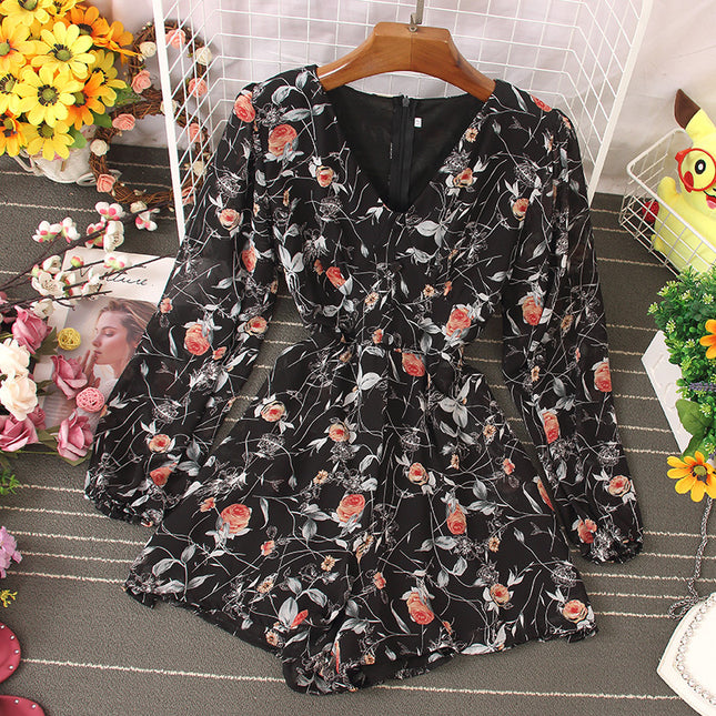 Lace Buttons Slim Waist High Waist One Piece Pants Set