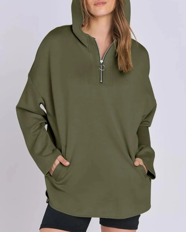 Quarter Zip Long Sleeve Hoodie