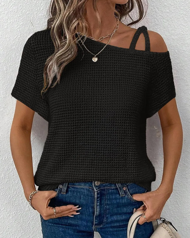 Knitted One Shoulder Sleeved Sweater