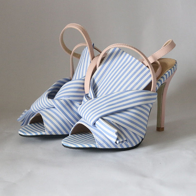Bow Tie Striped High Heels