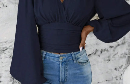 Smocked Balloon Sleeve Blouse