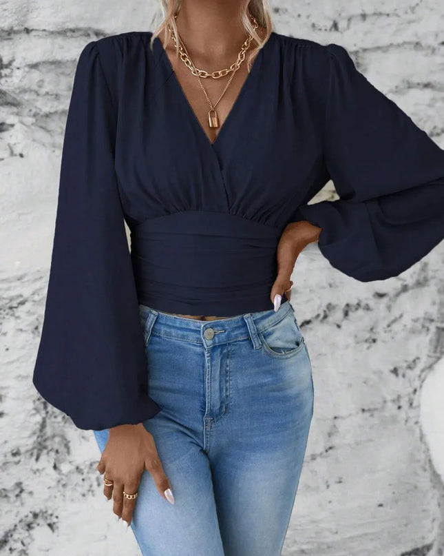 Smocked Balloon Sleeve Blouse