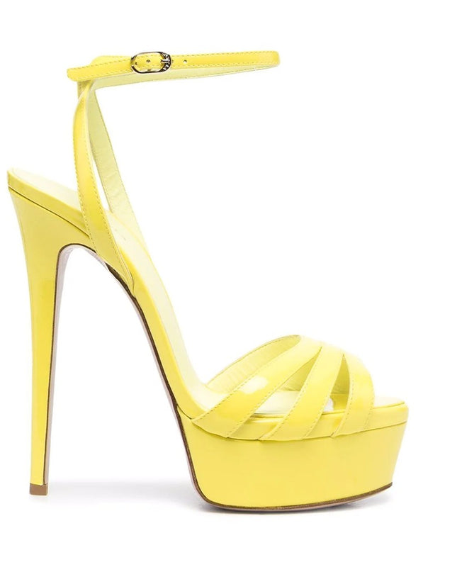 Platform Round Toe Ankle Buckle High Heels