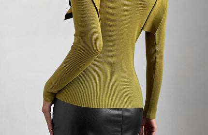 Ruffle Knitwear Solid Sweater - Hey Love Boutique