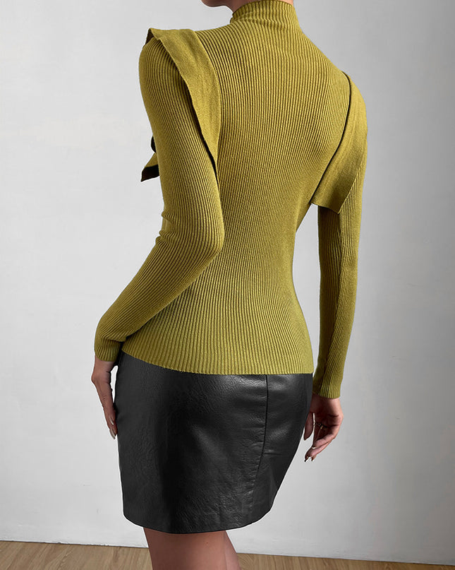 Ruffle Knitwear Solid Sweater - Hey Love Boutique