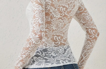 Off Shoulder Lace Slim T-shirt