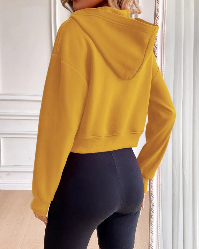 Zip Up Dropped Shoulder Hooded Jacket - Hey Love Boutique
