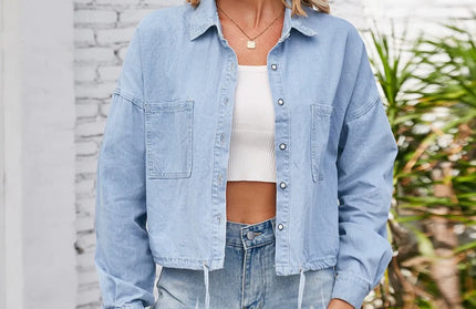 Button Up Long Sleeve Denim Jacket with Breast Pockets